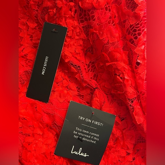 Lulus Size Small 2 - 4 Bouquet of Love Red Lace Mini Dress Womens NWT - Picture 10 of 11